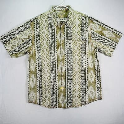 Lot 2 Tori Richard Honolulu Mens 2XL Cotton Lawn Tropical Tribal Aloha Shirts - Thumbnail 4