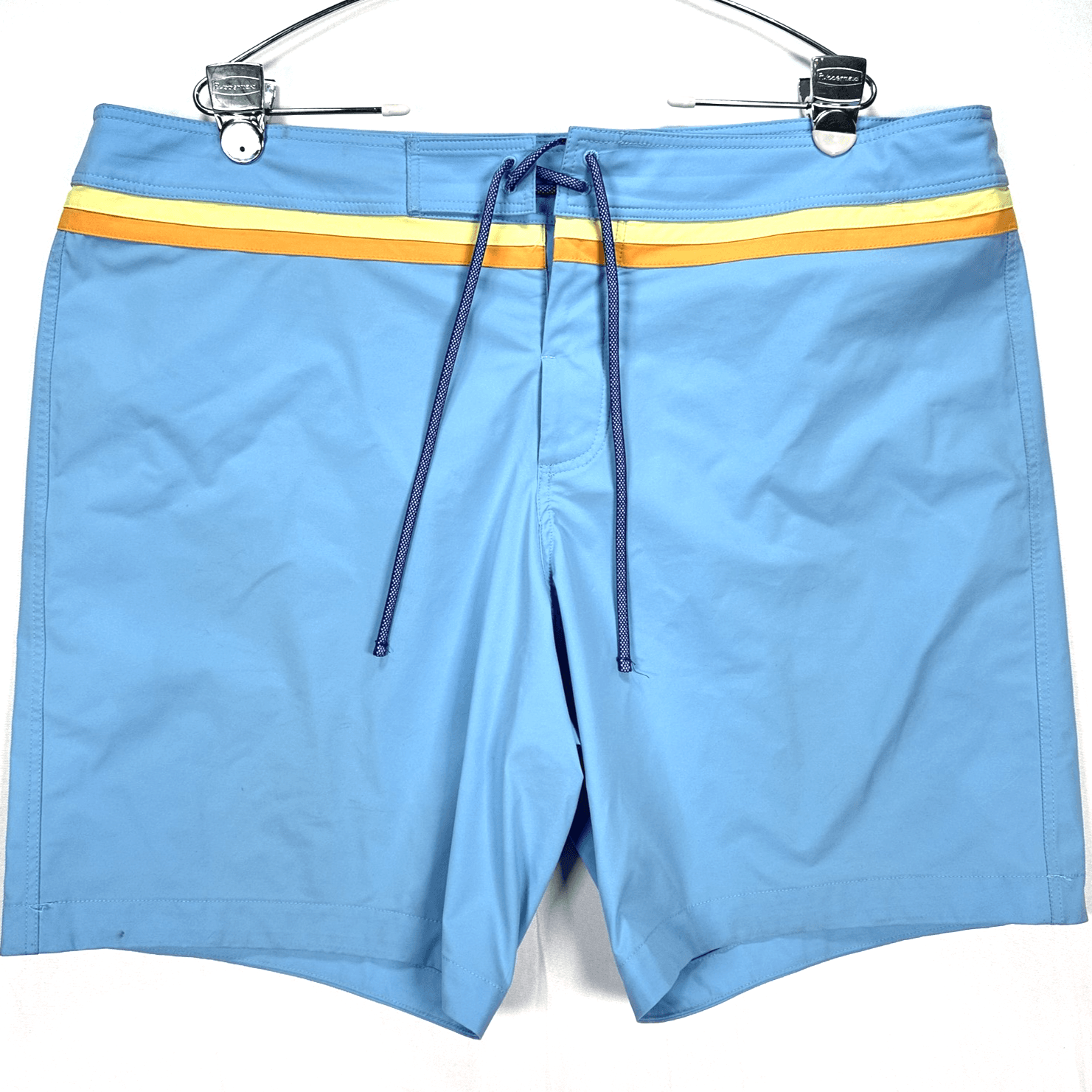 Greenlines Surf Board Shorts Mens 40 Blue Yellow Striped Swim Trunks 8" USA - Image 1