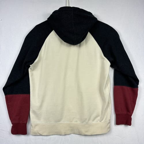 VISSLA Pullover Hoodie Mens Small Red Black White Colorblock Pouch Surf Sunset - Thumbnail 2