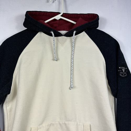 VISSLA Pullover Hoodie Mens Small Red Black White Colorblock Pouch Surf Sunset - Thumbnail 8