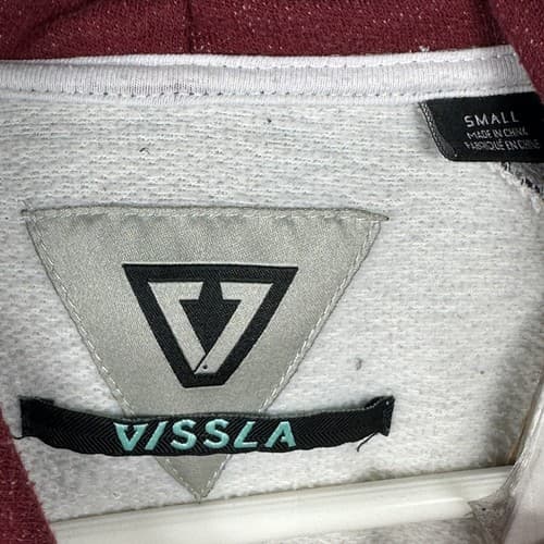 VISSLA Pullover Hoodie Mens Small Red Black White Colorblock Pouch Surf Sunset - Thumbnail 10