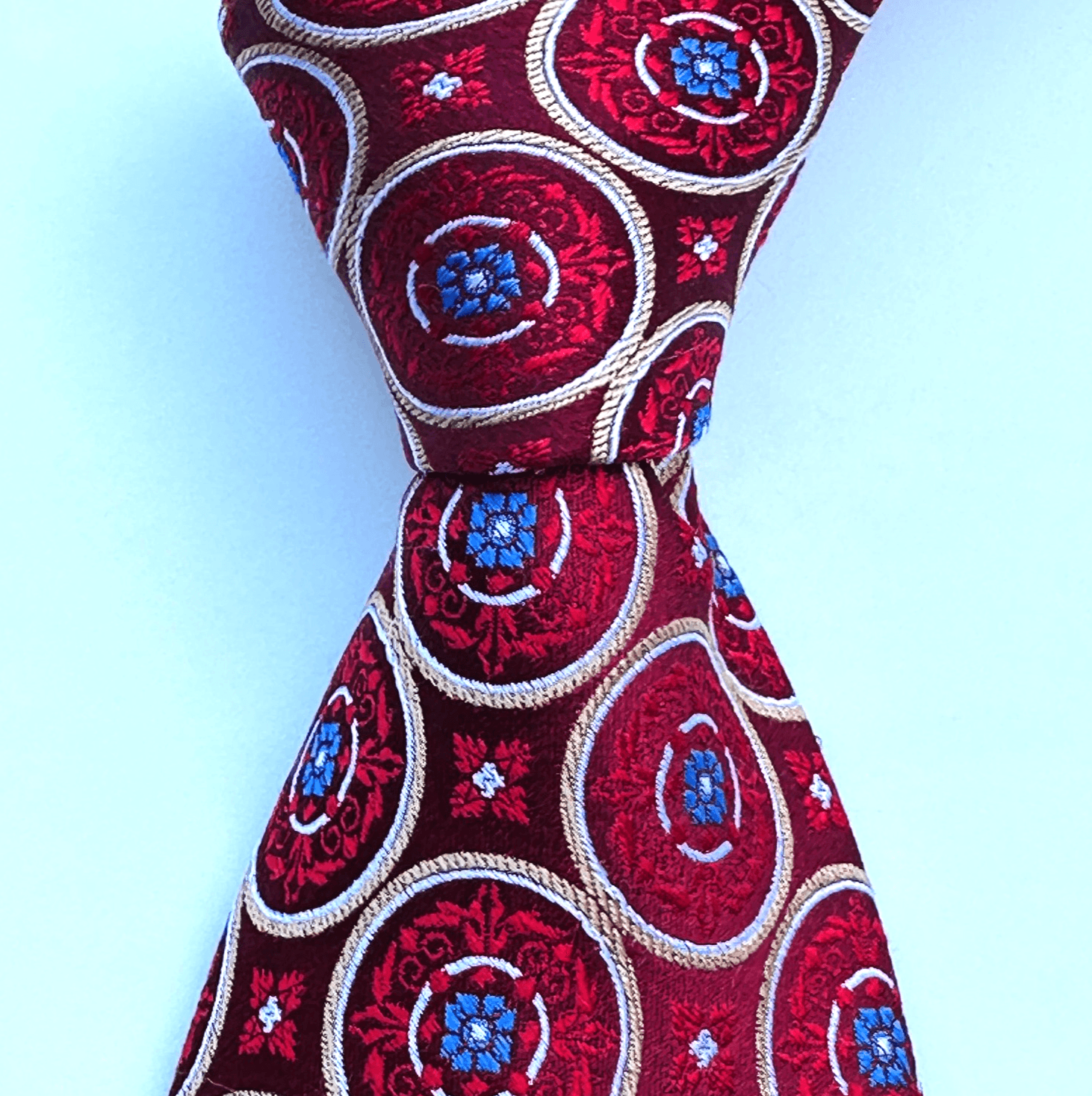 Barneys New York Silk Tie Red Medallion Geometric Necktie Formal Classic XL Long - Thumbnail 2