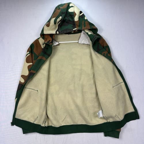 NIKE Sportswear Camo Hoodie Mens Small Green Brown Full Zip AV5940-341 - Thumbnail 8