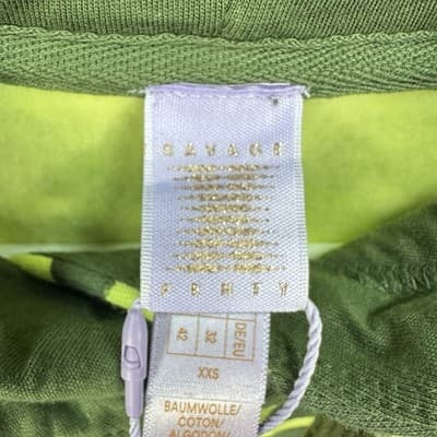Savage X Fenty Graffiti Logo Hoodie Olive Green Neon Yellow XXS Oversized - Thumbnail 5