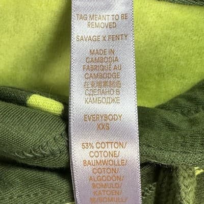 Savage X Fenty Graffiti Logo Hoodie Olive Green Neon Yellow XXS Oversized - Thumbnail 7