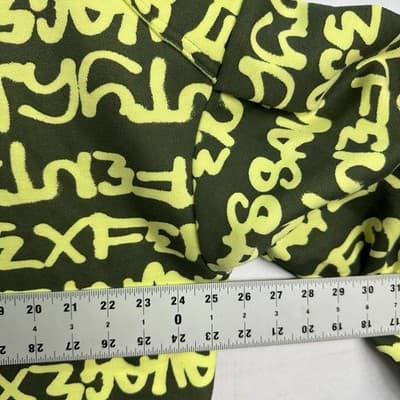 Savage X Fenty Graffiti Logo Hoodie Olive Green Neon Yellow XXS Oversized - Thumbnail 11