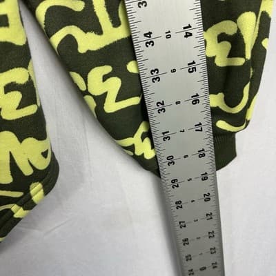 Savage X Fenty Graffiti Logo Hoodie Olive Green Neon Yellow XXS Oversized - Thumbnail 12