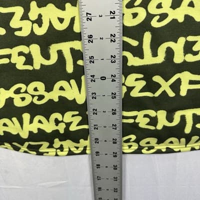 Savage X Fenty Graffiti Logo Hoodie Olive Green Neon Yellow XXS Oversized - Thumbnail 13