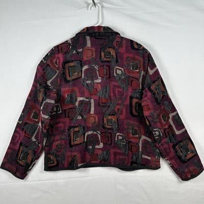 Coogi Style Geometric Reversible Blazer Jacket Women Large Multicolor Artsy Boho - Thumbnail 3