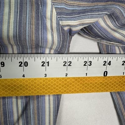 Zegna Sport Shirt Mens Medium Blue Brown Striped Button Up Long Sleeve Cotton - Thumbnail 8