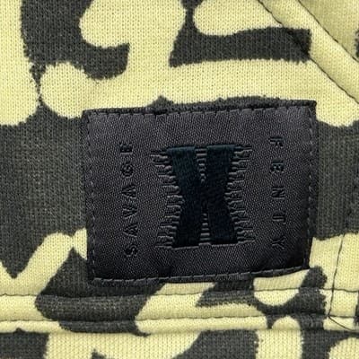 Savage X Fenty Graffiti Logo Hoodie Olive Green Neon Yellow XXS Oversized - Thumbnail 10