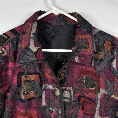 Coogi Style Geometric Reversible Blazer Jacket Women Large Multicolor Artsy Boho - Thumbnail 5