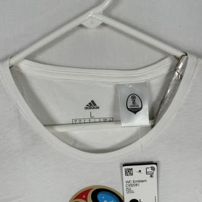 FIFA World Cup Russia 2018 Shirt Womens Large White Soccer Adidas Emblem Tee NEW - Thumbnail 5