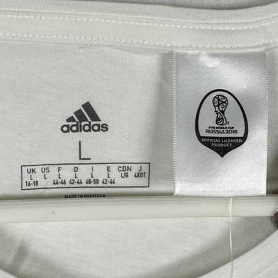 FIFA World Cup Russia 2018 Shirt Womens Large White Soccer Adidas Emblem Tee NEW - Thumbnail 6