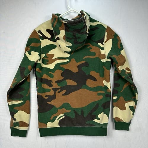 NIKE Sportswear Camo Hoodie Mens Small Green Brown Full Zip AV5940-341 - Thumbnail 3