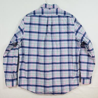 Ralph Lauren Oxford Shirt Mens 2XL Blue Plaid Button Down Long Sleeve Flesh Pony - Thumbnail 3