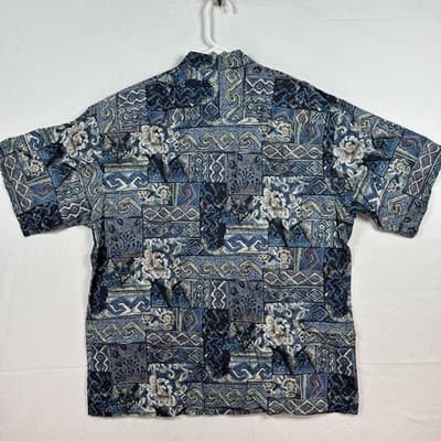 Tori Richard Hawaiian Shirt Mens 2XL Blue Floral Patchwork Cotton USA Aloha - Thumbnail 3