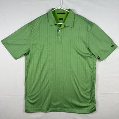Nike Tiger Woods Collection Golf Polo Shirt Mens XL Green Striped Short Sleeve - Thumbnail 2