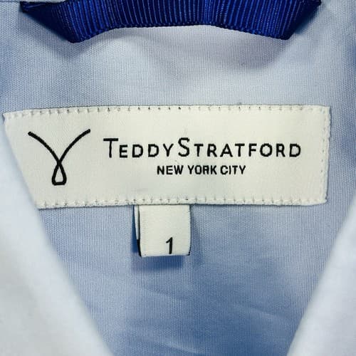 Teddy Stratford Blue Dress Shirt Mens 1 - Small Button Full Zip Up Long Sleeve - Thumbnail 6