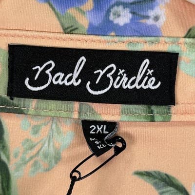 Bad Birdie Golf Polo Shirt Mens 2XL Peach Floral Fiesta Hawaiian Performance NEW - Thumbnail 6
