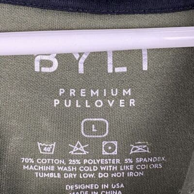 BYLT Premium Pullover Hoodie Mens Large Olive Green Vented Long Sleeve - Thumbnail 10