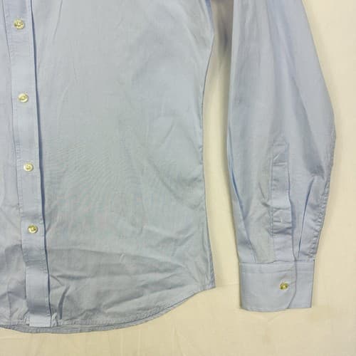 Teddy Stratford Blue Dress Shirt Mens 1 - Small Button Full Zip Up Long Sleeve - Thumbnail 3