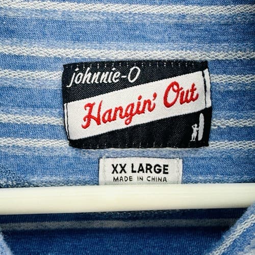 Johnnie-O Combs Henley Pullover Mens 2XL Lakeside Blue Striped Long Sleeve Shirt - Thumbnail 7