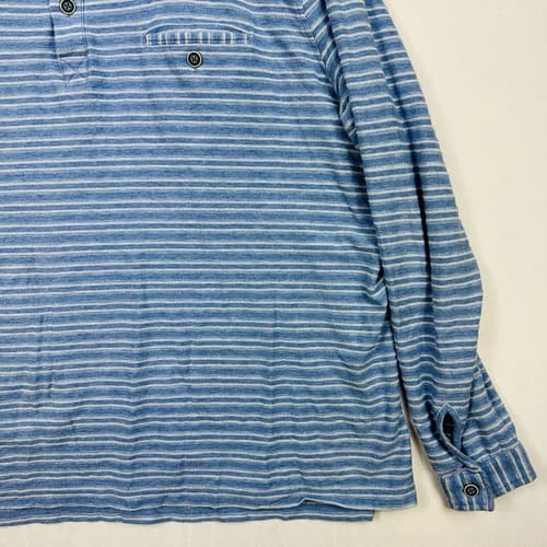 Johnnie-O Combs Henley Pullover Mens 2XL Lakeside Blue Striped Long Sleeve Shirt - Thumbnail 4