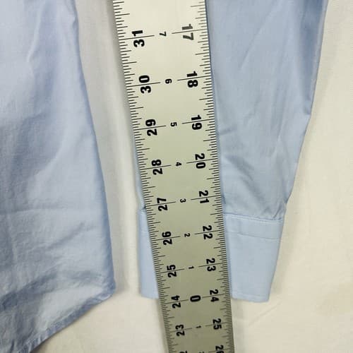 Teddy Stratford Blue Dress Shirt Mens 1 - Small Button Full Zip Up Long Sleeve - Thumbnail 10