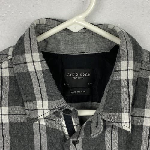 Rag & Bone Mens Small Fit 3 Shirt Gray Plaid Button Up Long Sleeve Pocket EUC - Thumbnail 8
