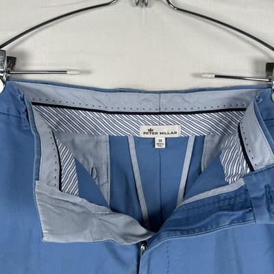 Peter Millar Soft Twill Shorts Mens 38 Blue Chino Flat Front 8" Inseam Casual - Thumbnail 3