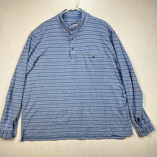 Johnnie-O Combs Henley Pullover Mens 2XL Lakeside Blue Striped Long Sleeve Shirt - Thumbnail 2