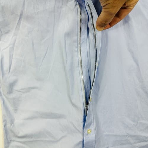 Teddy Stratford Blue Dress Shirt Mens 1 - Small Button Full Zip Up Long Sleeve - Thumbnail 4