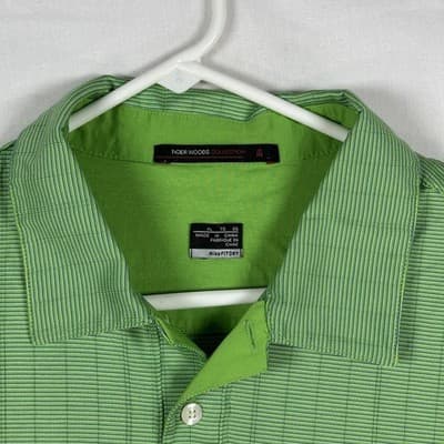 Nike Tiger Woods Collection Golf Polo Shirt Mens XL Green Striped Short Sleeve - Thumbnail 5