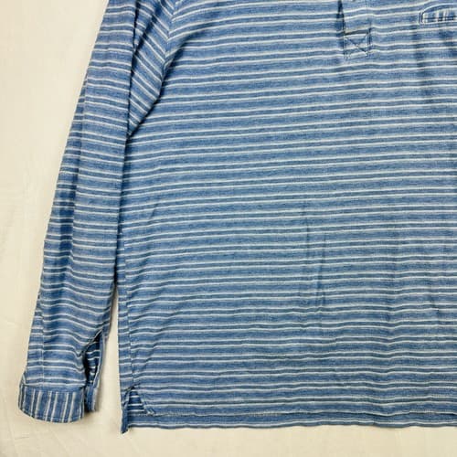 Johnnie-O Combs Henley Pullover Mens 2XL Lakeside Blue Striped Long Sleeve Shirt - Thumbnail 5
