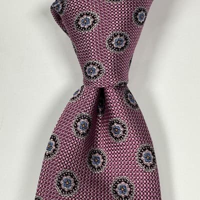 NEW Nordstrom Tie Mens 100% Silk Purple Floral Medallions Necktie 3.25" x 59" - Thumbnail 2