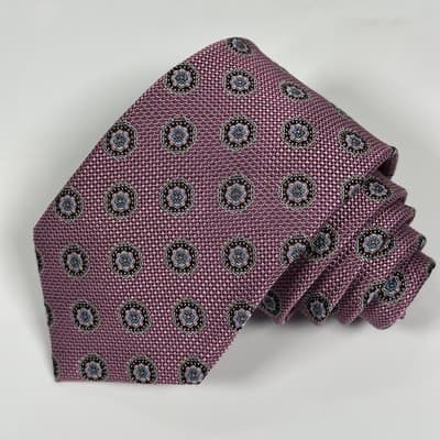 NEW Nordstrom Tie Mens 100% Silk Purple Floral Medallions Necktie 3.25" x 59" - Thumbnail 7