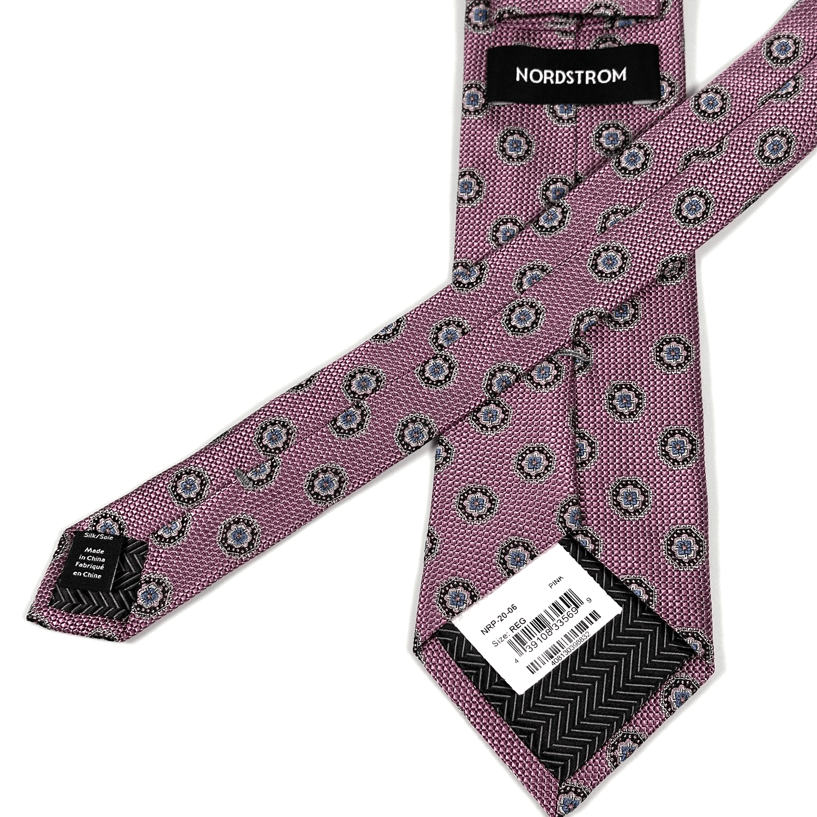 NEW Nordstrom Tie Mens 100% Silk Purple Floral Medallions Necktie 3.25" x 59" - Image 1