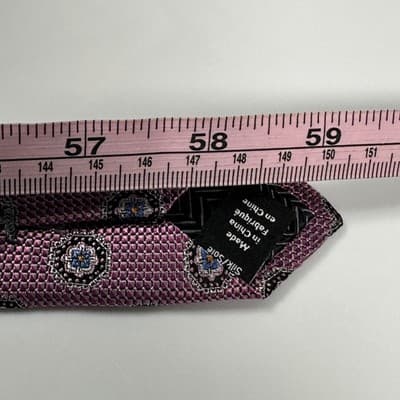 NEW Nordstrom Tie Mens 100% Silk Purple Floral Medallions Necktie 3.25" x 59" - Thumbnail 11