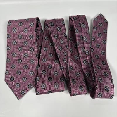 NEW Nordstrom Tie Mens 100% Silk Purple Floral Medallions Necktie 3.25" x 59" - Thumbnail 9