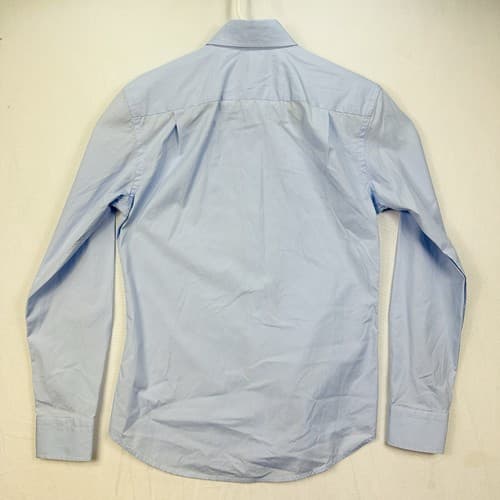 Teddy Stratford Blue Dress Shirt Mens 1 - Small Button Full Zip Up Long Sleeve - Thumbnail 2