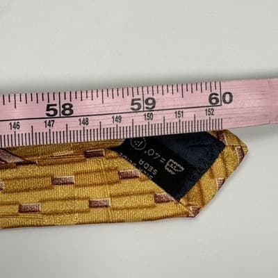 Ermenegildo Zegna Tie Mens 100% Silk Gold Geometric Hand Made Italy Necktie - Thumbnail 8