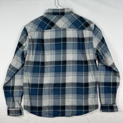 Simms Flannel Shirt Mens Medium Blue Plaid Long Sleeve Button Up Outdoor Fishing - Thumbnail 3