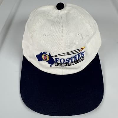 Foster's Boomerang Seba Hat Cap Strap Back White Mens Adjustable Vintage 2000s - Thumbnail 2