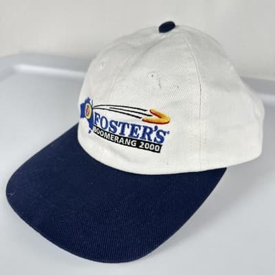 Foster's Boomerang Seba Hat Cap Strap Back White Mens Adjustable Vintage 2000s - Thumbnail 3