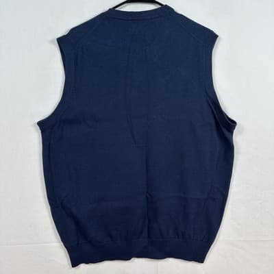 NEW Chaps Sweater Vest Mens XL Blue Newport Navy Cotton V Neck Sleeveless Knit - Thumbnail 2