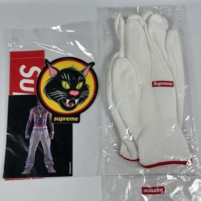 NEW Supreme Rubberized Gloves Mens One Size White Box Logo Stickers FW20A60 - Image 1
