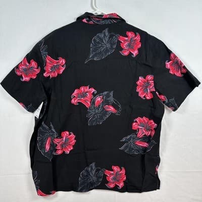NEW Bonobos Hawaiian Tropicali Lilly Shirt Mens XL Black Pink Short Sleeve - Thumbnail 2