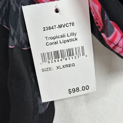 NEW Bonobos Hawaiian Tropicali Lilly Shirt Mens XL Black Pink Short Sleeve - Thumbnail 3