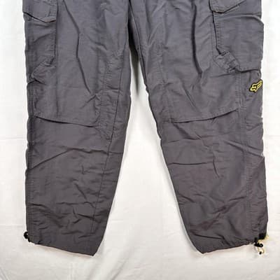 Fox Track Pants Mens 34 X 30 Gray Nylon Cargo Riding Moto Lined Zip Pockets - Thumbnail 3